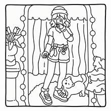 1本48页简易快乐涂色书 - 成人减压系列第二册（21厘米 x 21厘米），温馨插图描绘女孩拥抱猫咪、饮用热饮的场景，轻松涂色缓解焦虑，适合日常放松和学生绘画，可作为文具和学习用品，是送给女孩、婚礼季和母亲节的完美礼物。 - 簡單快樂2 - 查看 6