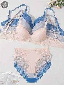 Women's Elegant Solid Color Lace Lingerie Set - Multicolor - View 3