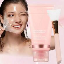Collagen Overnight Wrapping Peel Off Facial Mask Pack - Elasticity & Hydration Care, Reduces Sagging & Dullness - Hydrolyzed Collagen For Glowing Skin - Korean Skin Care, Face Masks Skincare - 粉色 - 查看 1