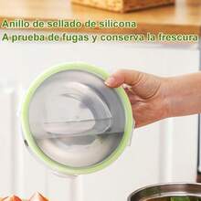 YQQ Contenedores para Alimentos Juego de Recipientes Hermeticos con Tapas Cierre Fácil Lonchera Fiambreras de Acero Inoxidable para Cocina Microondas Refrigerador Congelador Verde5735 - verde - Ver 2