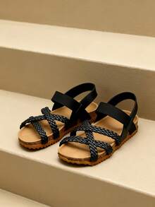 2026 Spring/Summer Limited Edition Handmade Soft Bottom Toddler Shoes [3-12 Years Girls] [Infant Baby], Matte Black <Multi-Layer Woven Criss-Cross Strap>, Suitable For Daily Commute, Weekend Casual, Street, Holiday, Beach Outfit - Black - View 2