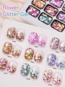 Jillradia 9-Color Glue Gel - Semi-Solid Nail Polish Suitable For DIY Manicure, /Korean Nail, Smudge Canned High-Saturation Sparkling Gel For Salon - 彩色 - 查看 3