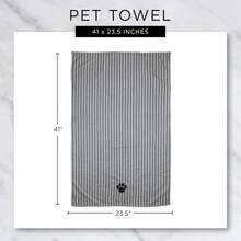 DII Bone Dry Microfiber Pet Bath Towel with Embroidered Paw Print, 44x27.5", Ultra-Absorbent & Machine Washable for Small, Medium, Large Dogs and Cats-Gray Stripe - Marina de rayas - Ver 9