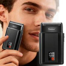 Hatteker 1pc Reciprocating Electric Shaver For Men With Display, Single Head Razor - Black - View 9
