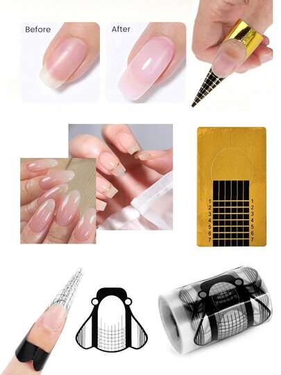 20/100pcs Square Nail Forms, Nail Extension Paper Liners For Nail Gel Manicure, Nail Art Tools, Back To School Season