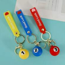 1 Set Llavero de bola 8 y pulsera de pareja, bola de taco de acrílico creativa DIY, adecuado para salón de billar, fiesta de Navidad y Año Nuevo - Unitalla - Ver 7