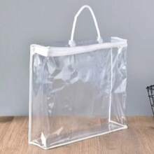 1/2/3/5个装透明PVC收纳袋（带提手），防潮透明整理袋，适用于收纳床上用品、毯子、枕头，节省衣柜和壁橱空间，家用锋利工具收纳袋，可重复使用，居家旅行两用。 - 無色 - 查看 6