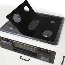 1 Piece Kitchen Gas Stove Protector Mat - Heat Resistant, Non-Stick, Easy To Clean, High Temperature Resistant, 0.2 Mm Thick Cooking Surface Liner, Cleaning Enhancer | Modern Kitchen Tools | Heat Resistant Plastic, Stove Top Protector - 黑色 - 查看 6