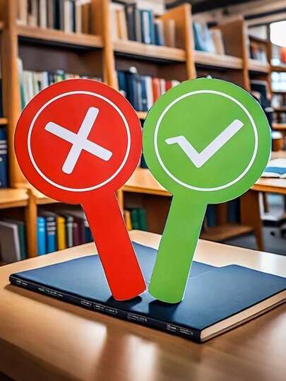 2-Sided Correct/Incorrect Answer Paddle - Durable PVC Material With Red And Green Checkmarks, Teaching Tool For Student-Teacher Interaction, Debates, Refereeing, Classroom Materials, Back To School