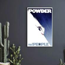 Framed Powder To The People Poster, Vintage Ski Poster, Sports Poster, Retro Ski Poster. Idear Gift For New Year, Thanksgiving And Christmas – Perfect Art For Home Decor, Living Room, Kitchen, Bathroom & Room Decor. - Framed(有框) - 查看 4