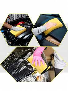 Yellow Microfiber Car Cleaning Towels - Multi-Set Options (1-10pcs), 30*30/30*60cm, Super Soft Thick Quick-Dry, Non-Shedding Rags For Auto Detailing & Household Use - Multicolor - View 10