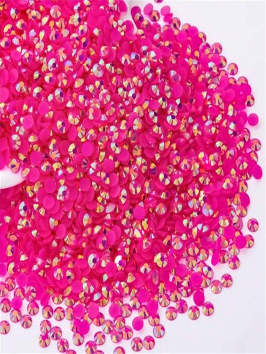 2000 buah Rhinestone Resin Pipih Warna Merah Muda Cerah Ukuran 3-6mm, Permata Jelly Bulat Cocok untuk Aksesoris, Sepatu, Pakaian, Kosmetik, Dekorasi Tas