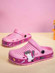 Kids' All Season Sandals, Fashionable Thick Sole Slippers, Waterproof Anti-Slip Outdoor Beach Shoes, Closed Toe - Pink - View 4