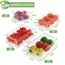 Kühlschrank-Organizer-Set, 8-teilig (4 Größen), Küchenaufbewahrungsbox für Vorratskammer, Gefrierschrank, Schrank, Schublade und Büro - Weiss - Übersicht 3