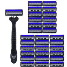 Juego de Maquinilla de Afeitar de 3 Capas para Hombres, Cuchillas de Acero Inoxidable y Mango de Plástico, Lavable, Maquinilla de Afetar Desechable y Práctica para Viajes - Multicolor - Ver 18