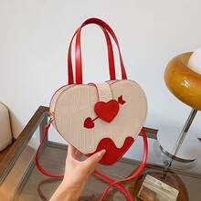 Embossed Heart Crossbody Bag With 3D Heart & Arrow Detail - White & Red,Best Valentine Gift - màu đen - Xem 8
