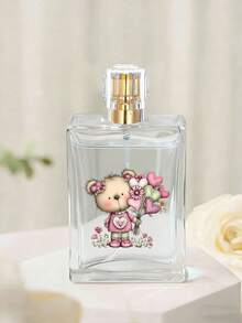 50毫升玻璃可重复灌装香水瓶，泰迪熊和爱心花束图案，迷你旅行喷雾瓶，周年纪念日、生日、情人节的完美礼物 - 彩色 - 查看 5