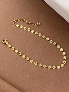 1pc Fashionable Stainless Steel Gold Sunflower Decor Bracelet, Unisex, Can Be Used As Bracelet Accessory