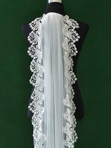 1 pieza Velo de novia con adorno de encaje romántico y decoración de perlas falsas, disponible en múltiples longitudes, incluye peine para el cabello, adecuado para propuesta, compromiso, boda y ceremonia civil, accesorio para el Día de San Valentín