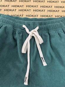 Hidkat 女士夏季灯芯绒短裤，抽绳腰带，轻薄透气，时尚百搭，适合日常休闲穿着、运动、海滩度假。 - 水藍色 - 查看 8