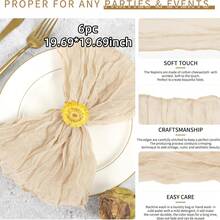 6/12/18/24/30pcs Set Sage Green Cheesecloth Napkins, Multi-Color Options Cheesecloth Napkins, Bali Cheesecloth Napkins, Rustic Boho Lavender Napkins, Suitable For Family Dinner, Restaurant, Wedding, Party, Dining Table Decor - Multicolor - View 47