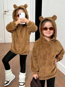 ‌Sudadera de Oso para Niñas: Sudadera de Oso con Estampado de Oso, Estilo Casual y Divertido, Ideal para Días de Escuela‌ - Marrón - Ver 1