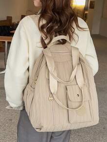 Peach Tree Travel Backpack, Dual-Use Handbag & Shoulder Bag, Laptop Bag, Couples Bag, Waterproof Compartment, Large Capacity, Multi-Pocket, Portable, Ideal For Travel, Holiday, Gym, School, Business, Gift For Valentine's Day, Halloween, Christmas - Multicolor - View 9