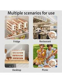 4-Layer Large Capacity Egg Storage Box, Refrigerator Side Door Egg Holder, Egg Preservation Box, Refrigerator Egg Rack. Made Of Durable PP Material. Suitable For Refrigerator Storage And Organization, Space-Saving, Essential Kitchen Preservation Tool.