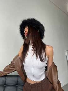 1 pieza Gorro redondo cálido y esponjoso de piel sintética, gorra casual de aislamiento para senderismo y ciclismo al aire libre, otoño/invierno - Multicolor - Ver 6