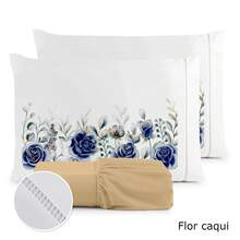 Luxury 3-Piece Sheet Set, 400 Thread Count, Double Bed, 400 Thread Count Micropercal - Foliage - Floral - 花朵 - 白色 - 查看 2