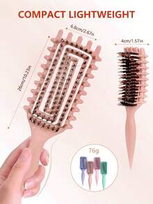 Hair brushes-EU+UK Curling Wet Hair Brush, Soft Bristle Comb, Reduces Hair Pulling And Curl Separation, Round Teeth, Unisex Styling Tool - Multicolor - View 4