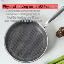 高品质不粘煎锅，采用316L不锈钢材质，三明治底设计，导热迅速，适用于电磁炉和燃气灶，易于清洁。