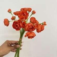 6pcs Artificial Ranunculus Flowers, Velvet Mini Bouquet, Loose Faux Flowers For Wedding Decor, Tabletop Arrangement, Bridal Shower, Made Of Polyester - Multicolor - View 23