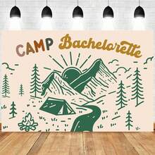 1pc Camping Bachelorette Party Decorations For Wedding Camp Bachelorette Tapestry Mountain Lake Hiking Bachelorette Tapestry For Bridal Shower Wedding Engagement Hen Party Decorations Tapestry - 白色 - 查看 6