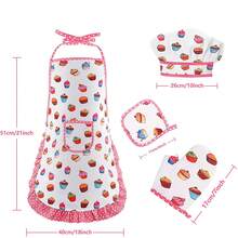 4pcs Kids Kitchen Apron Set, Suitable For Boys And Girls, Includes Baking Tools, Dinosaur And Fruit Pattern Aprons, Realistic Kitchen Roleplay Set, New Year, Birthday Gift, Easter Gift, Girls Toys, Boys Toys, Kitchen Play Set, Children's Painting Aprons, Birthday Gift, Back To School Gift - Multicolor - View 7