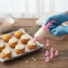 8 Pcs Plastic Piping Tips Set With Coupler And Bag Holder For Cake Cookie Cream Pastry Decorating Baking Tools - Multicolor - View 8