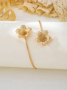 1 قطعة أساور معدنية على شكل زهرة أنيقة للنساء، مناسبة للارتداء اليومي، العطلات، المواعيد، المناسبات، هدية للأصدقاء