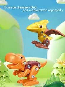 儿童恐龙玩具，恐龙积木，可重复使用玩具，可拆卸恐龙模型，STEM教育3D拼装玩具，DIY拼装套装，易于组装和携带，3岁以上儿童的理想礼物，包含钻头，颜色随机