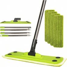 Trapeador Microfibra, Mopa para Limpieza de Suelo, 360 Trapeador Giratorio, con 4 Paos de Microfibra, Adecuado para Suelos de Madera, Suelos Laminados y Baldosas - Verde - Ver 1