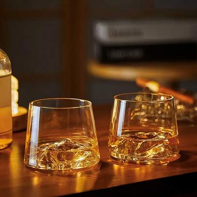 Crystal Glass Whiskey Glasses, Japanese Style Liquor Cups, Mount Glasses, Iceberg Glasses, Clear Glass Cups, Suitable For Vodka, Whiskey, Liqueur, Tequila, Shochu, Cocktails