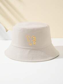 1pc Women's Fox Letter Embroidered Bucket Hat, Outdoor Sports Travel Beach Essential, Breathable Fashion Versatile Sun Hat - J - View 19