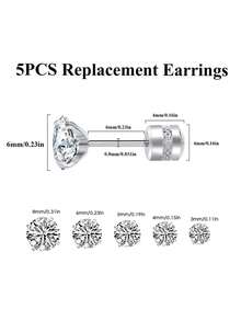 2PCS-9PCS Piercing Kit-Disposable Sterile Ear Piercing Gun Home Use Ear Piercing Tool +5pcs Silver/Golden Color Cubic Zirconia Fake Diamond CZ Flat Back Stud - Multicolor - View 4