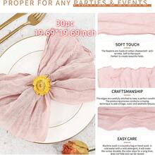 6/12/18/24/30pcs Set Sage Green Cheesecloth Napkins, Multi-Color Options Cheesecloth Napkins, Bali Cheesecloth Napkins, Rustic Boho Lavender Napkins, Suitable For Family Dinner, Restaurant, Wedding, Party, Dining Table Decor - Multicolor - View 49
