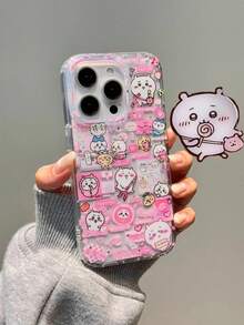 Japanese Korean Anime Chikawa Pink Tent Glowing Phone Case Compatible With  X RX XS MAX 11 12 13 14 15 16 Pro Max 7 8 Plus Mn Y2K  17 Air, 16, 15, 14, 13, 12, 11 - Với dây đeo - Xem 8