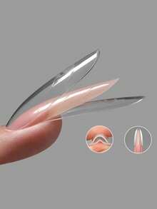 240 Stücke Wassertropfen-Ballett-Ovale Nagelspitzen, Sandwich-Design 120 Stücke Oberteil + 120 Stücke Unterteil, Acryl-Gel Schnell-Nagelextension, kreative Nail-Art DIY-Werkzeuge - Transparent - Übersicht 7