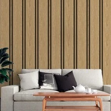 Adhesive Wallpaper With Ribbed Wood Pattern, Light Oak Style, Thick Strips - Multicolored 23 - View 18
