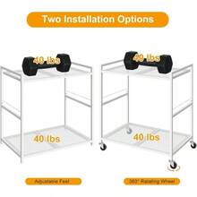 Printer StandsSoporte para torre de computadora soporte para torre de PC carro rodante de metal con capacidad para hasta 40 libras soporte para impresora móvil de 2 niveles con almacenamiento debajo del - Blanco - Ver 4