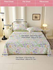 1/3/4件套印花床上用品套装，包含枕套（小号）、深口袋床笠，浪漫元素，提升舒适度，卧室理想之选，包含：床单*1 + 床笠*1 + 枕套（小号）*1/2，通过Oeko-Tex认证 - 彩色 - 查看 22