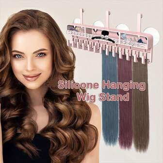 Lightweight Wig Stand With 4 Suction Cups, Silicone Material, Wall-Mountable Wig Holder For Wig Styling, Washing And Drying, Suitable For Clip-In Wigs, Ideal For Salons And Home Use, Great Gift For Women, Christmas Present