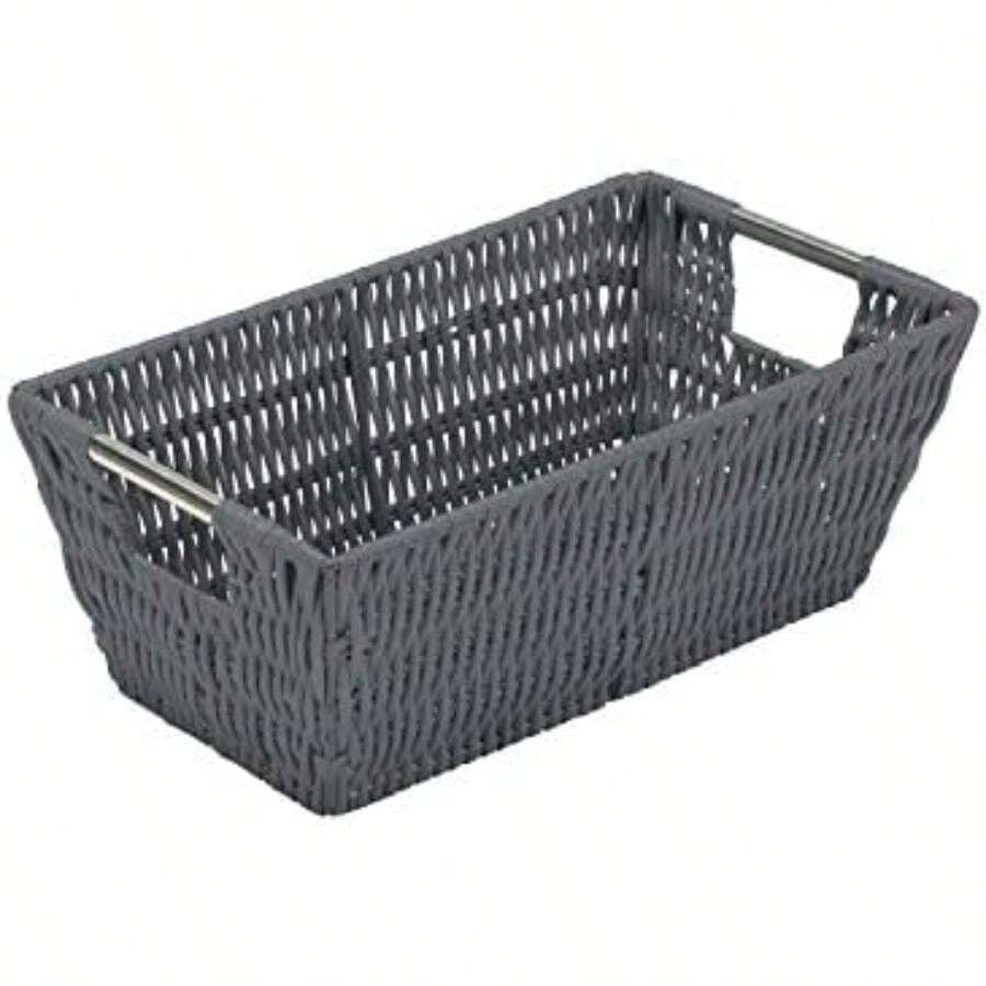 Simplify 38 x 33 x 12,7 cm, Asas Tejidas, guardería, Sala de Juegos, Juguetes, Dormitorio, Armario, Ropa, Oficina, Cesta organizadora Decorativa de ratán, Grande, Color(Small Shelf Carbón) - Multicolor - Ver 1